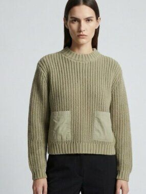 ZARA Green Utility Knit Pullover Small Chunky Winter Sweater